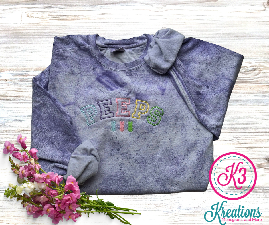 Adult Peeps Embroidered Comfort Colors Color Blast Crewneck Sweatshirt