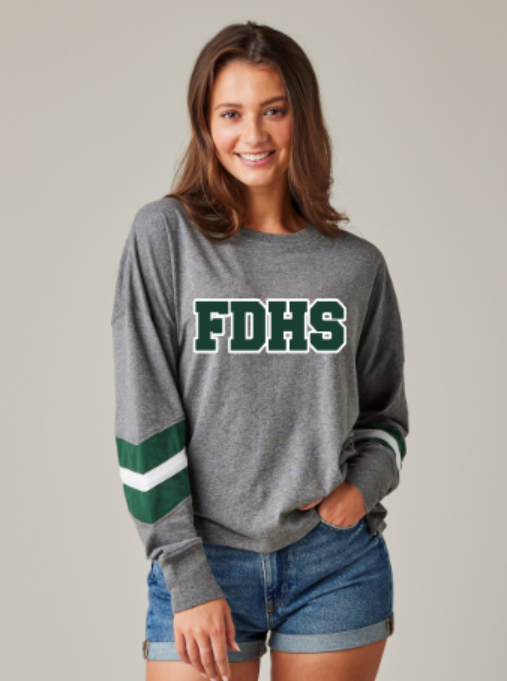Ladies FDHS Boxy Varsity Long Sleeve Tee (FDG)
