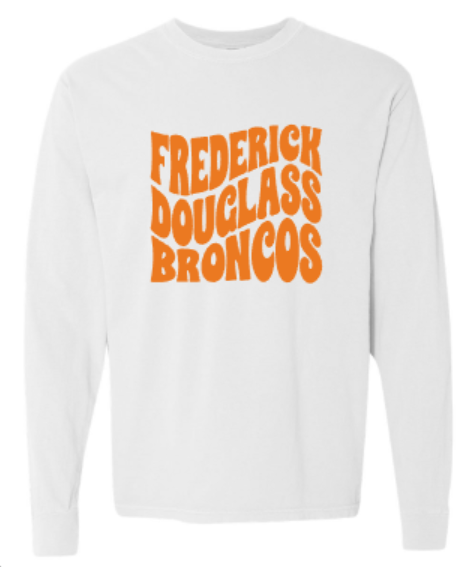 Adult Frederick Douglass Broncos Waved Comfort Colors Garment-Dyed Heavyweight Long Sleeve Tee