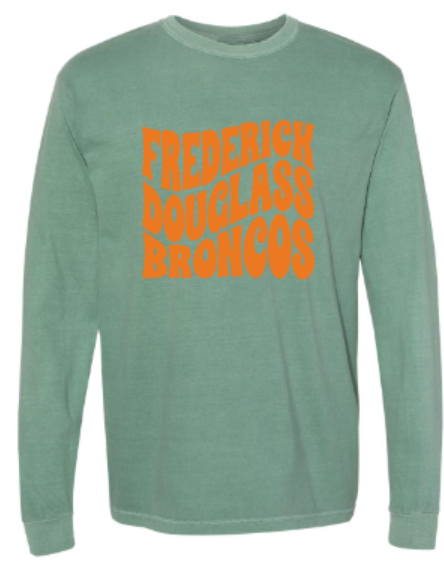 Adult Frederick Douglass Broncos Waved Comfort Colors Garment-Dyed Heavyweight Long Sleeve Tee