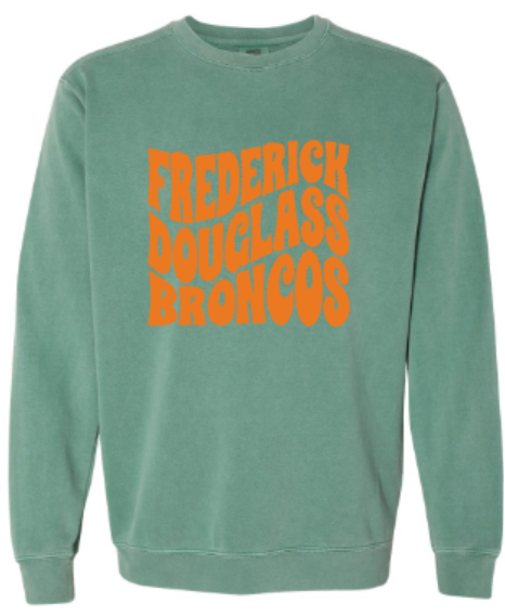 Adult Frederick Douglass Broncos Waved Comfort Colors Garment-Dyed Sweatshirt (FDDT)