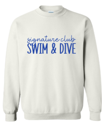 Youth or Adult signature club SWIM &amp; DIVE Sweatshirt (SCSD)