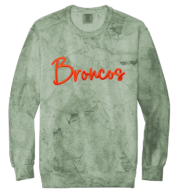 Adult Comfort Colors Colorblast Puff Embroidered Broncos Crewneck Sweatshirt (FDGS)