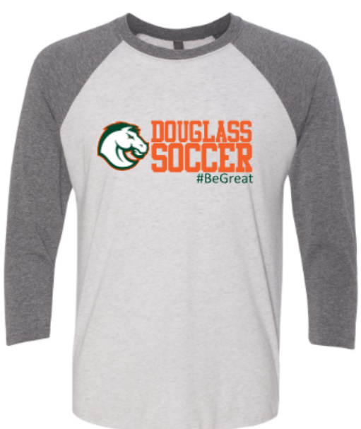 Adult Douglass Soccer #BeGreat Triblend Three-Quarter Sleeve Raglan (FDBS)