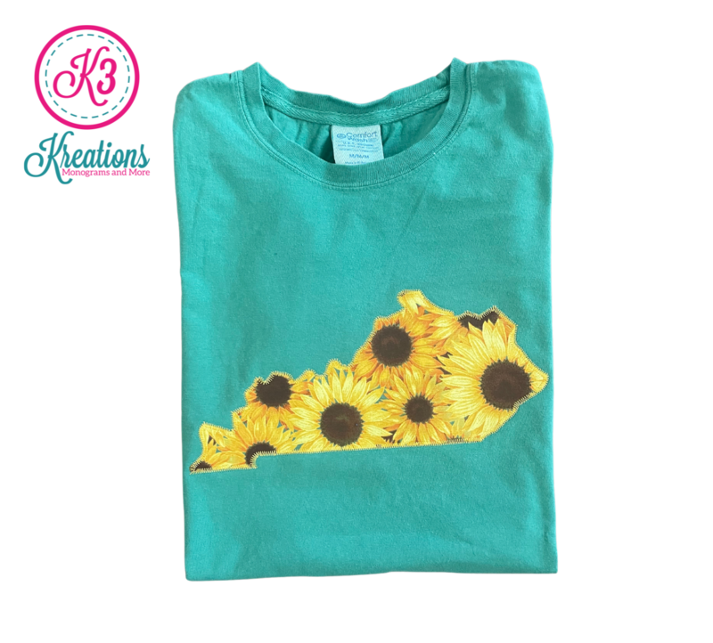 Adult Kentucky State Sunflower Comfort Wash Softstyle Short Sleeve Tee