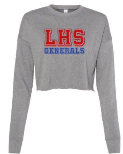 Ladies LHS Generals Deep Heather Cropped Crew Fleece