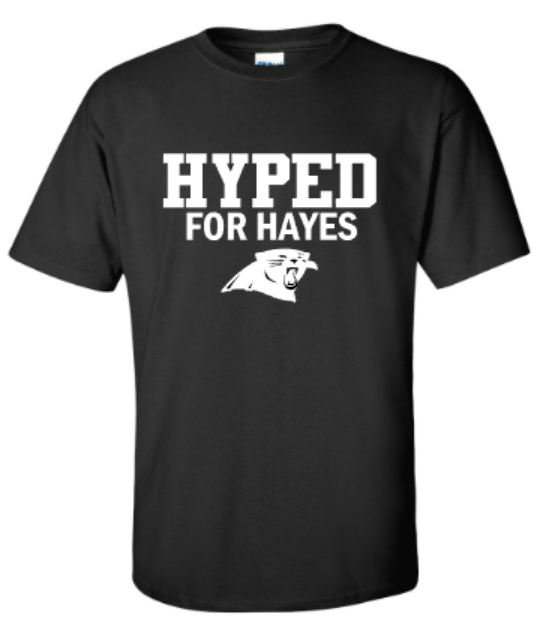 Adult Hyped for Hayes Softstyle Black Short or Long Sleeve Tee (HCT)