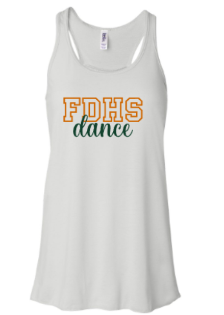 Ladies FDHS dance Bella + Canvas Flowy Racerback White Tank (FDDT)