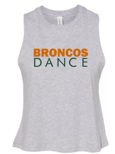 Ladies Broncos Dance Bella + Canvas Racerback Cropped Gray Tank (FDDT)