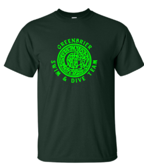Youth or Adult Gildan Greenbrier Logo Forest Short Sleeve Tee