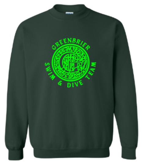 Youth or Adult Gildan Greenbrier Logo Forest Crewneck Sweatshirt