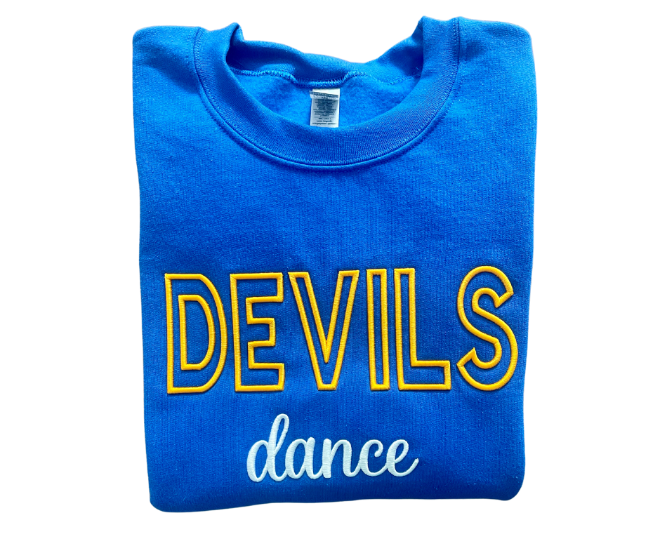 Adult Puff Embroidered Devils Dance Crewneck Sweatshirt (HCDT)