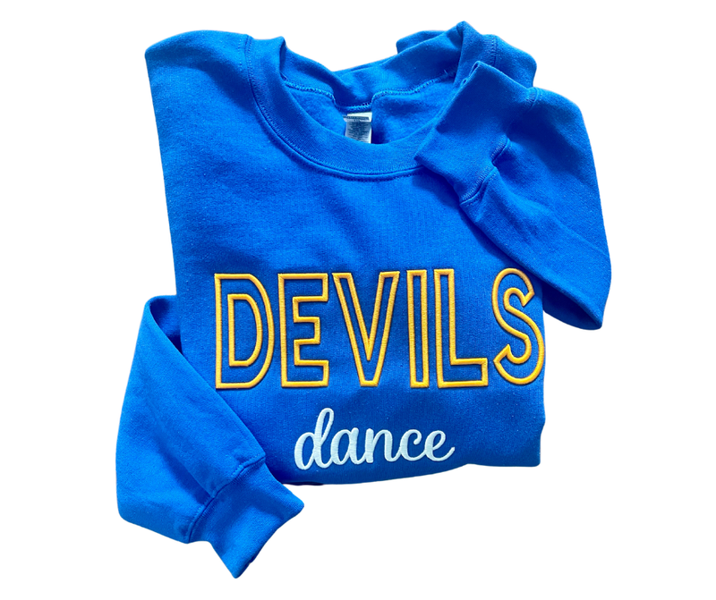 Adult Puff Embroidered Devils Dance Crewneck Sweatshirt (HCDT)