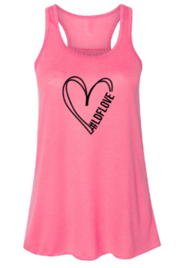 Ladies #LDFLOVE Flowy Racerback Pink Tank (LDF)