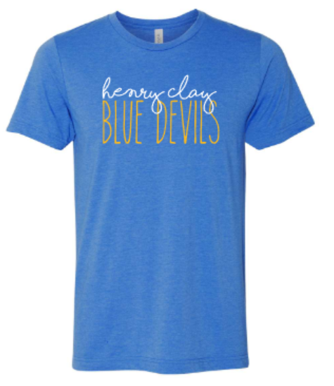 Adult henry clay BLUE DEVILS Short OR Long Sleeve Bella + Canvas Tee