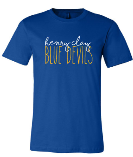 Adult henry clay BLUE DEVILS Short OR Long Sleeve Bella + Canvas Tee