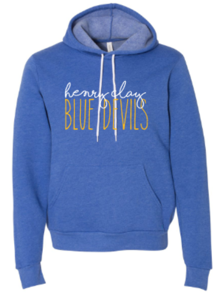 Adult henry clay BLUE DEVILS Bella + Canvas Sponge Fleece Hoodie
