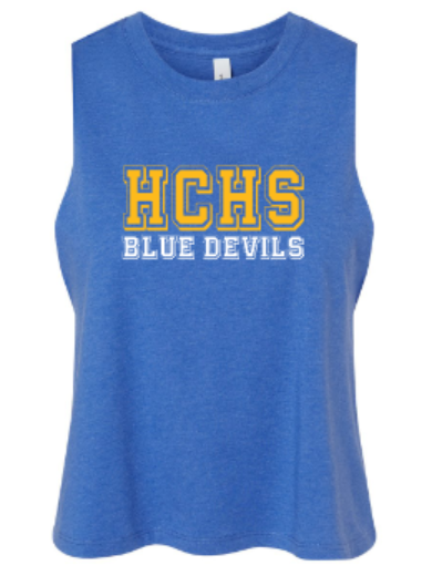 Ladies HCHS Blue Devils Racerback Crop Tank