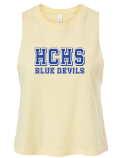 Ladies HCHS Blue Devils Racerback Crop Tank