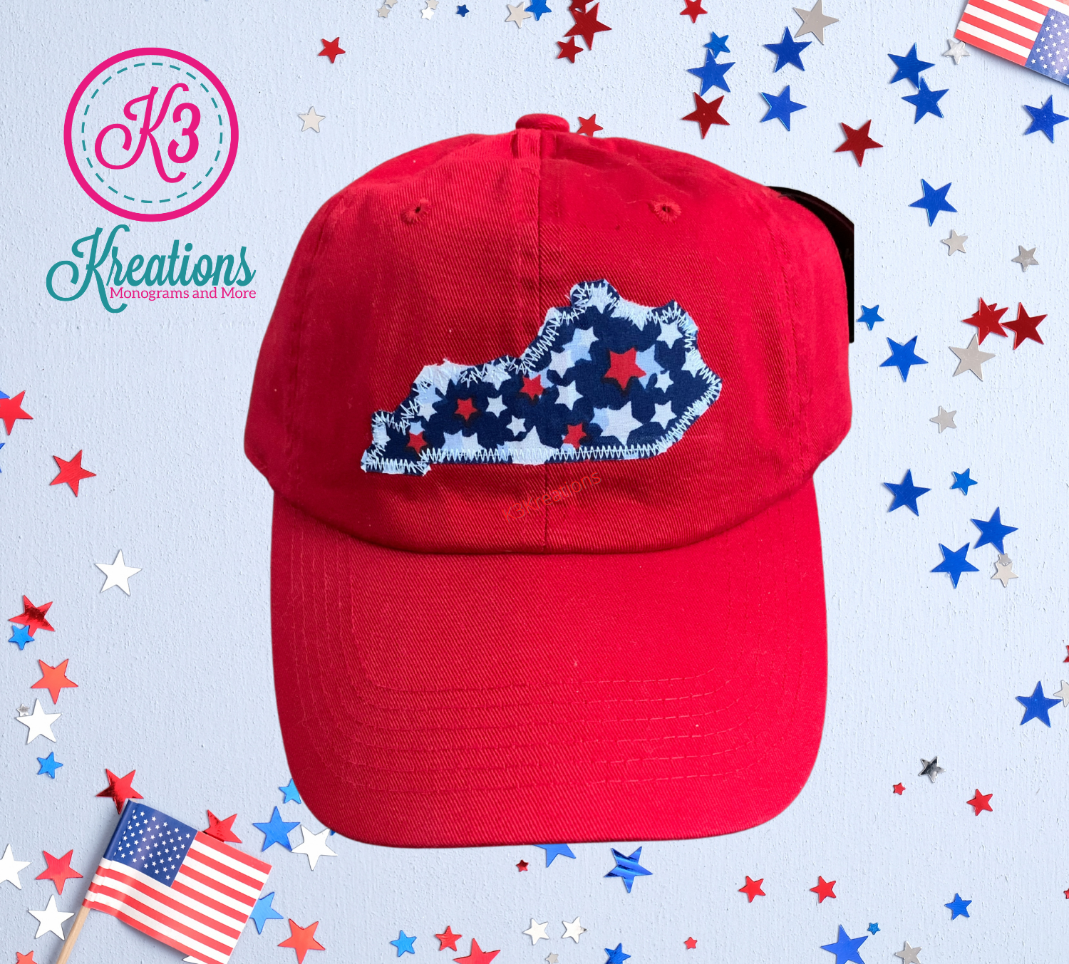 Kentucky State Patriotic Stars Red Cap