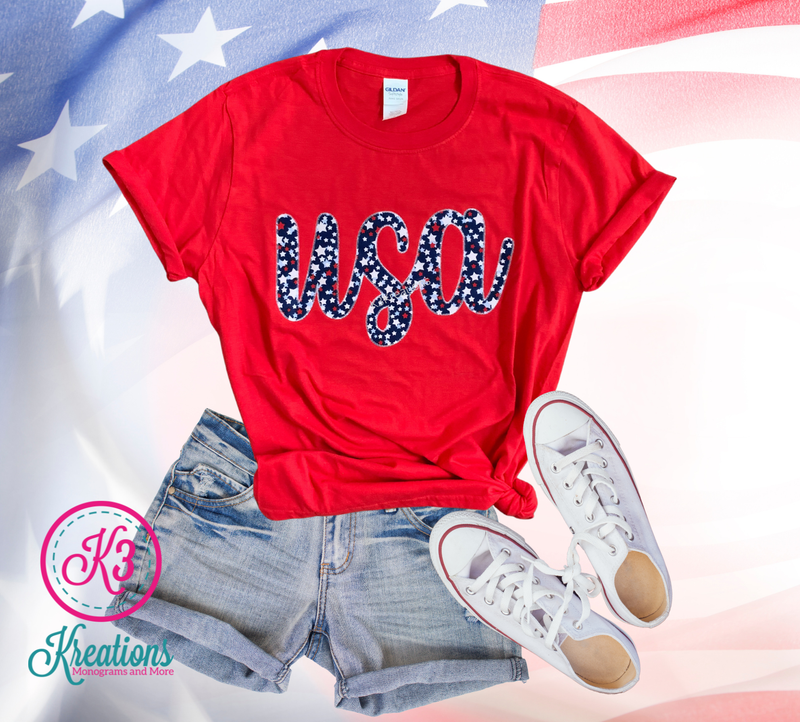 Adult USA Stars Short Sleeve Softstyle Red Tee