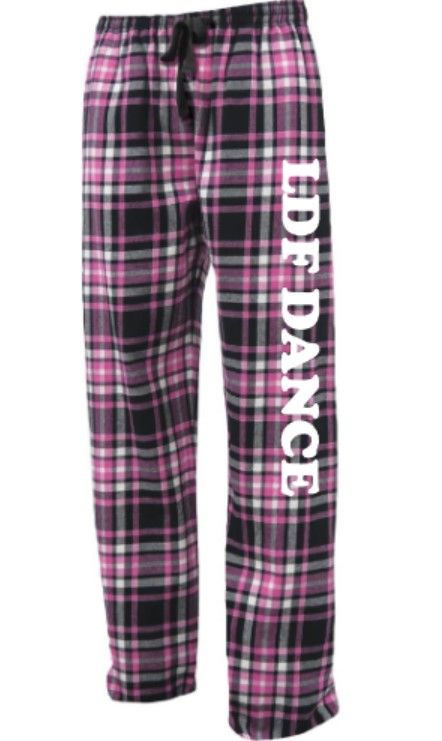 Youth or Adult LDF Dance Black &amp; Pink Plaid Flannel Pajama Pants (LDF)