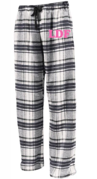 Youth or Adult LDF White &amp; Black Plaid Flannel Pajama Pants (LDF)