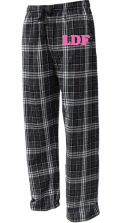 Youth or Adult LDF Black &amp; White Plaid Flannel Pajama Pants (LDF)
