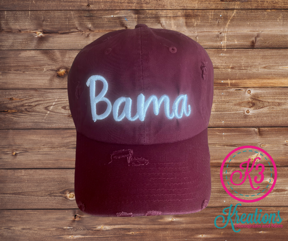 Bama Puff Embroidered Crimson Cap