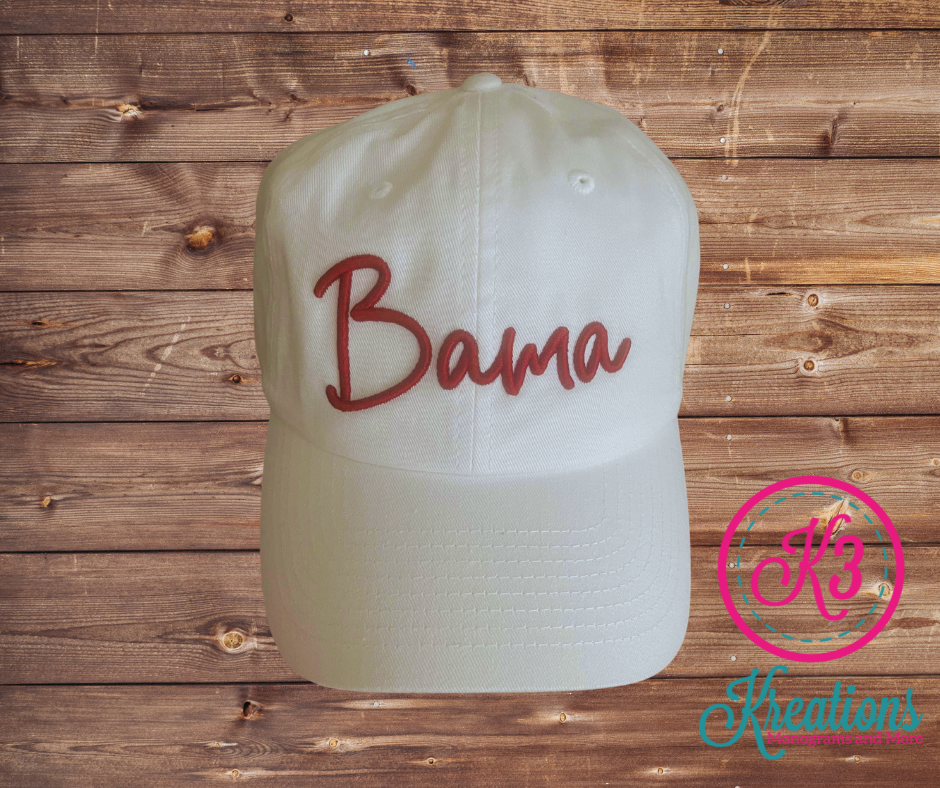 Bama Puff Embroidered White Cap