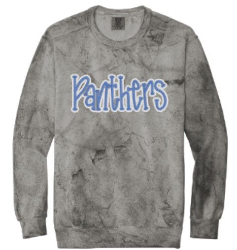 Adult Comfort Colors Colorblast Panthers Puff Embroidered Crewneck Sweatshirt 