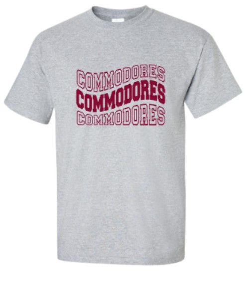 Waved Commodores Short Sleeve Tee YOUTH and ADULT (TCDT)