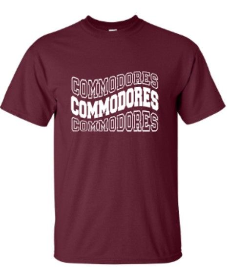 Waved Commodores Short Sleeve Tee YOUTH and ADULT (TCDT)