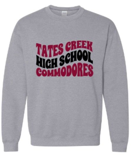 Waved Tates Creek High School Commodores Unisex Sweatshirt - YOUTH and ADULT (TCDT)