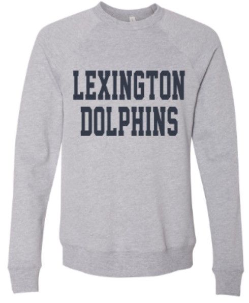 Youth Lexington Dolphins Bella + Canvas Sponge Fleece Raglan Crewneck Sweatshirt (LEXD)