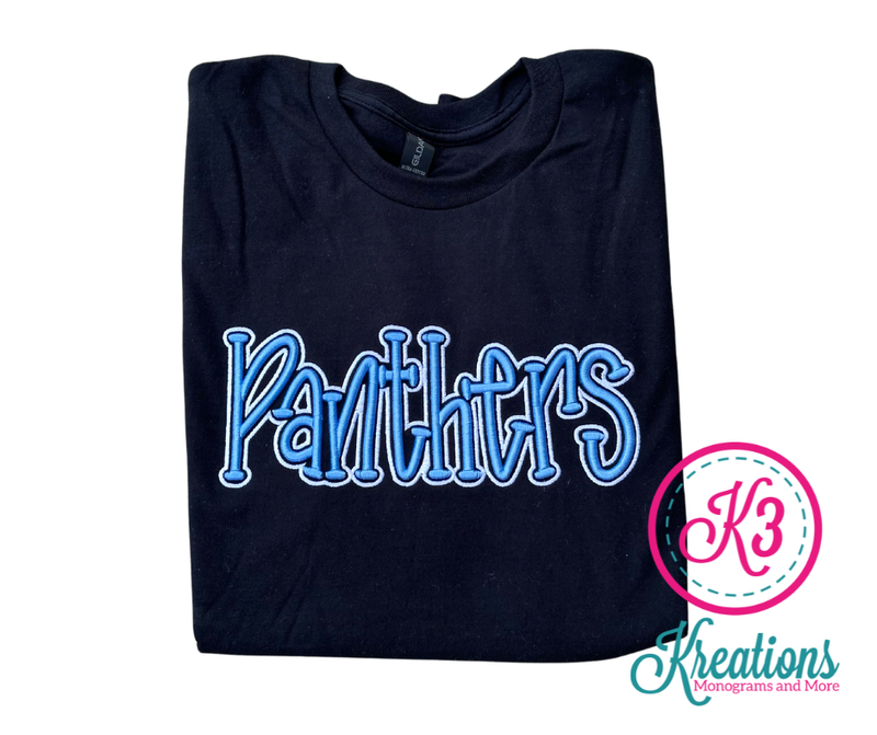 Panthers Puff Embroidered Short OR Long Sleeve Tee