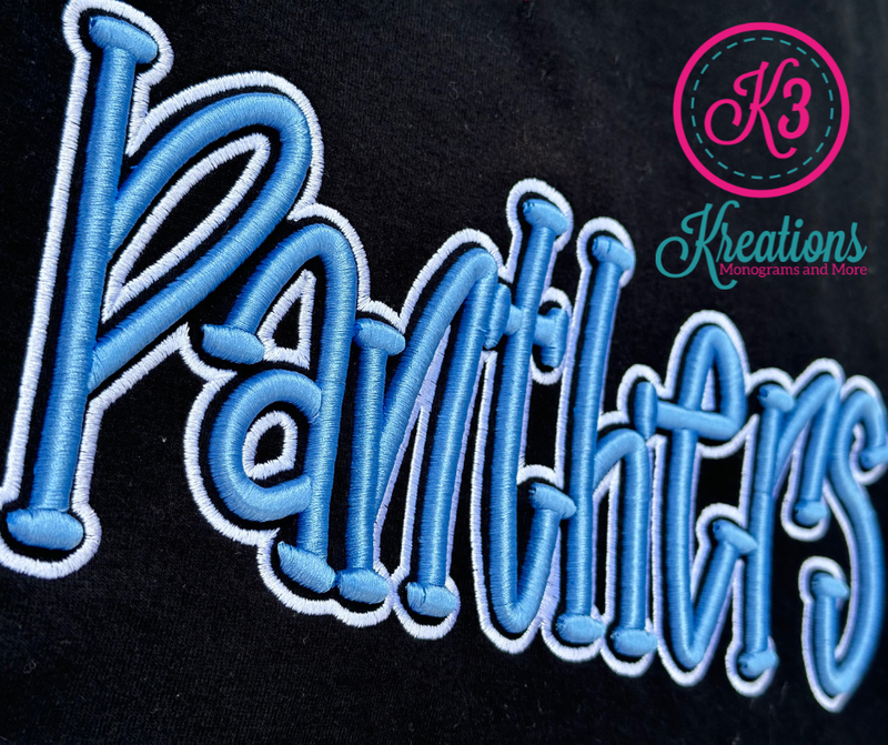 Panthers Puff Embroidered Short OR Long Sleeve Tee