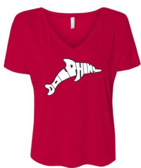 Ladies Dolphin Bella + Canvas Slouchy V-Neck Tee (LEXD)