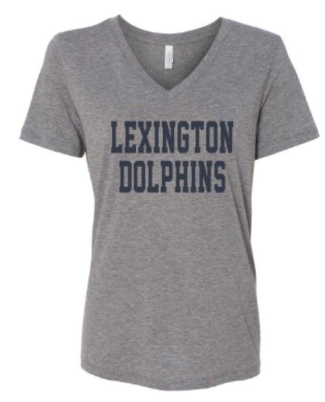 Ladies Lexington Dolphins Bella + Canvas Relaxed Triblend V-Neck Tee (LEXD)