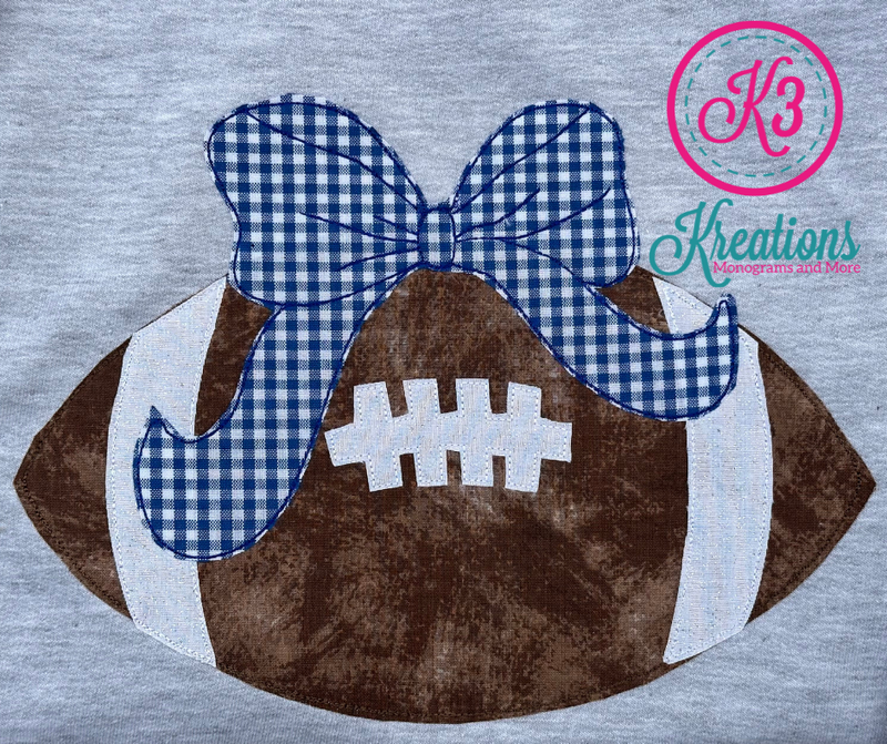Football with Coquette Bow Applique Lightweight Crewneck Sweatshirt