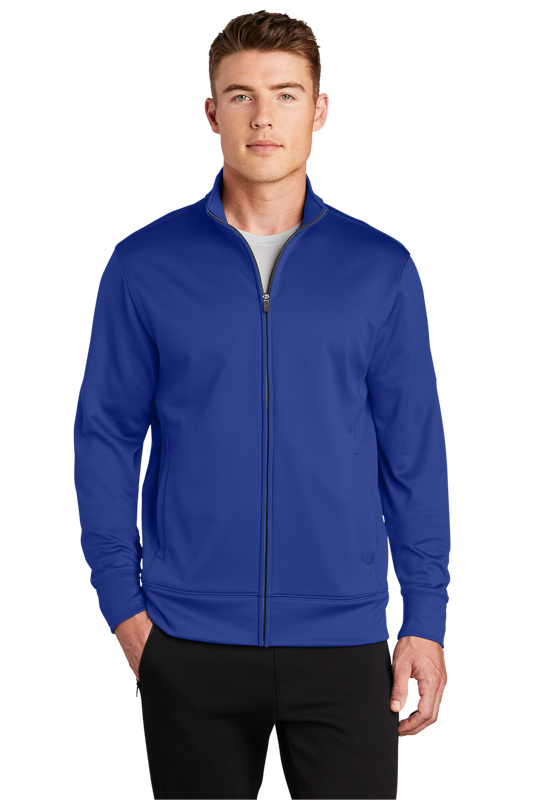 Adult Sport-Tek® Sport-Wick® Fleece Full-Zip Royal Jacket with Embroidered Logo (BYB)