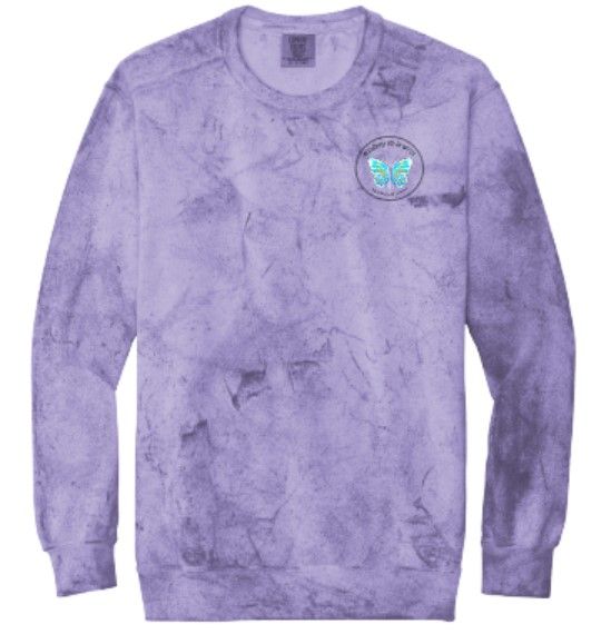 Adult Left Chest Embroidered Logo Comfort Colors Color Blast Crewneck Sweatshirt (BYB)