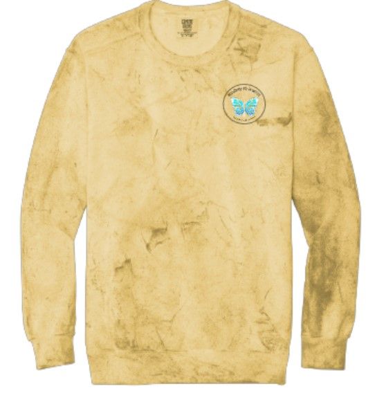 Adult Left Chest Embroidered Logo Comfort Colors Color Blast Crewneck Sweatshirt (BYB)