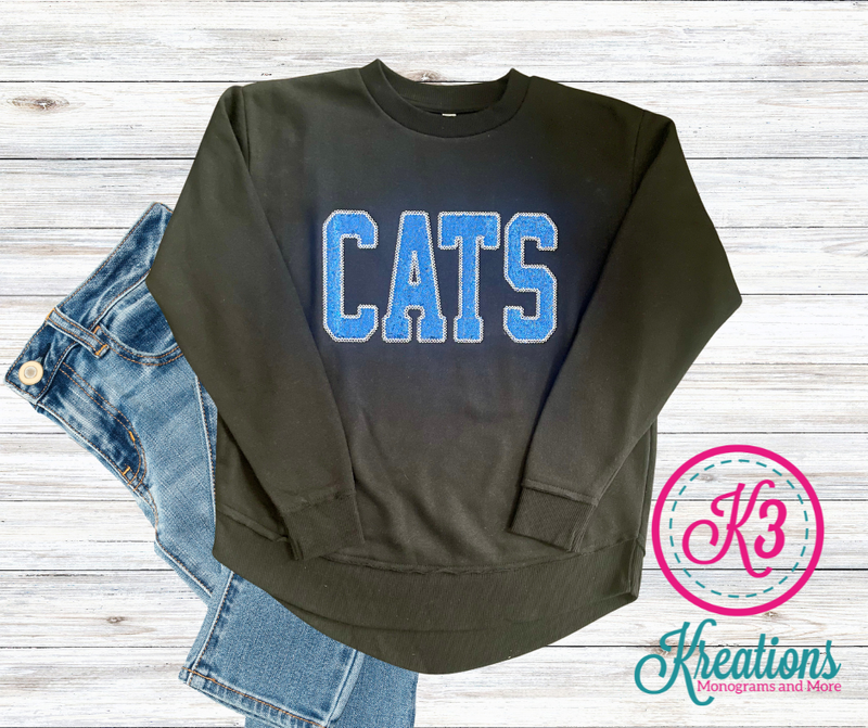 Ladies CATS Sequin LAT Fleece Crewneck Sweatshirt