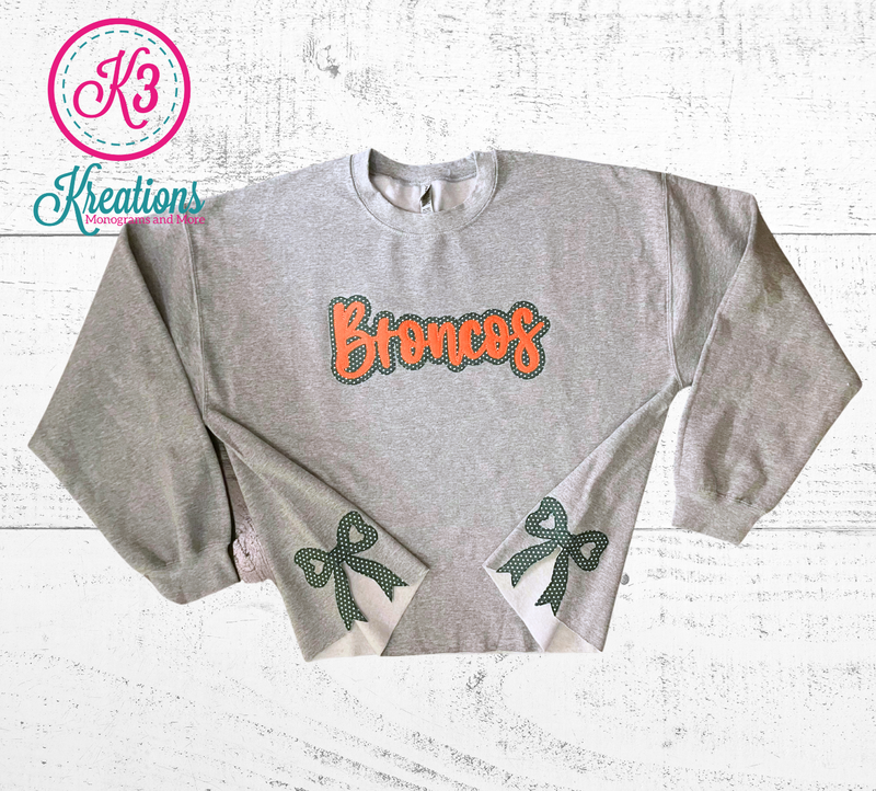 Adult Broncos Side Bow Crewneck Sweatshirt