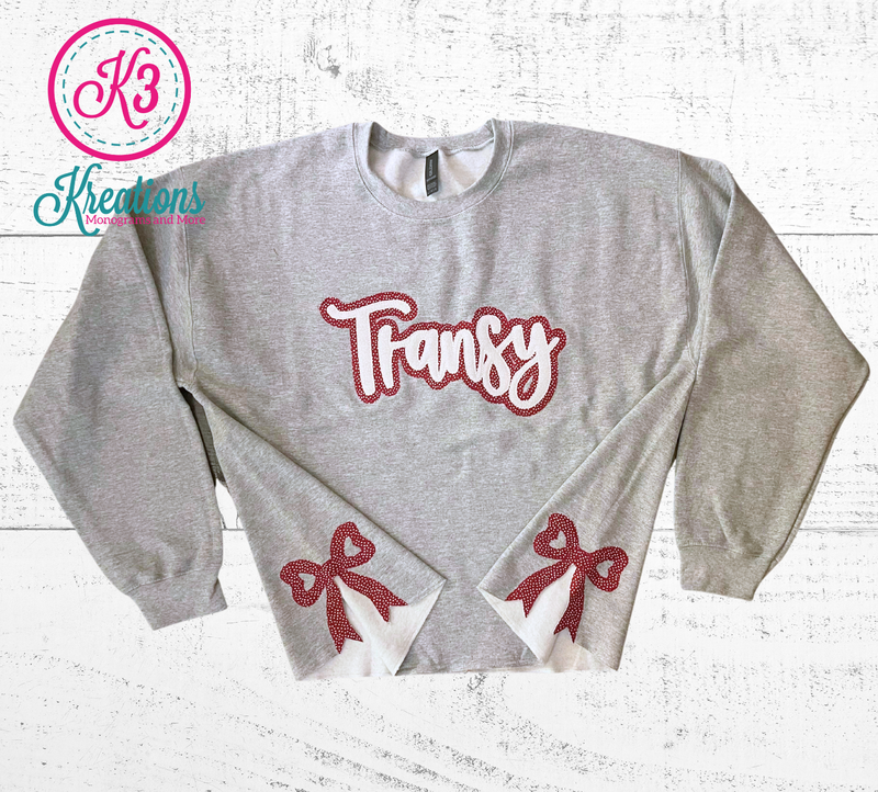 Adult Transy Side Bow Crewneck Sweatshirt