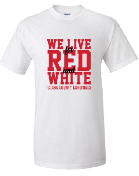 Adult We Live for Red &amp; White Short OR Long Sleeve Tee