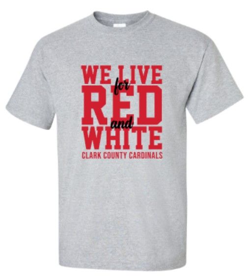 Adult We Live for Red &amp; White Short OR Long Sleeve Tee