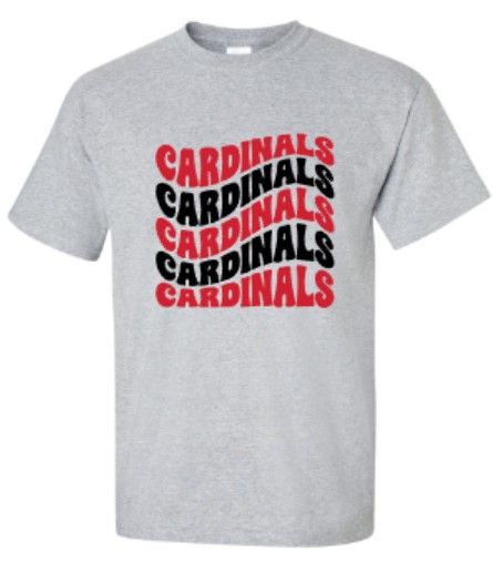 Adult Waved Cardinals Short OR Long Sleeve Tee