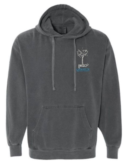 Adult Lafayette Logo Left Chest Embroidered Comfort Colors Garment-Dyed Hooded Sweatshirt (LO)